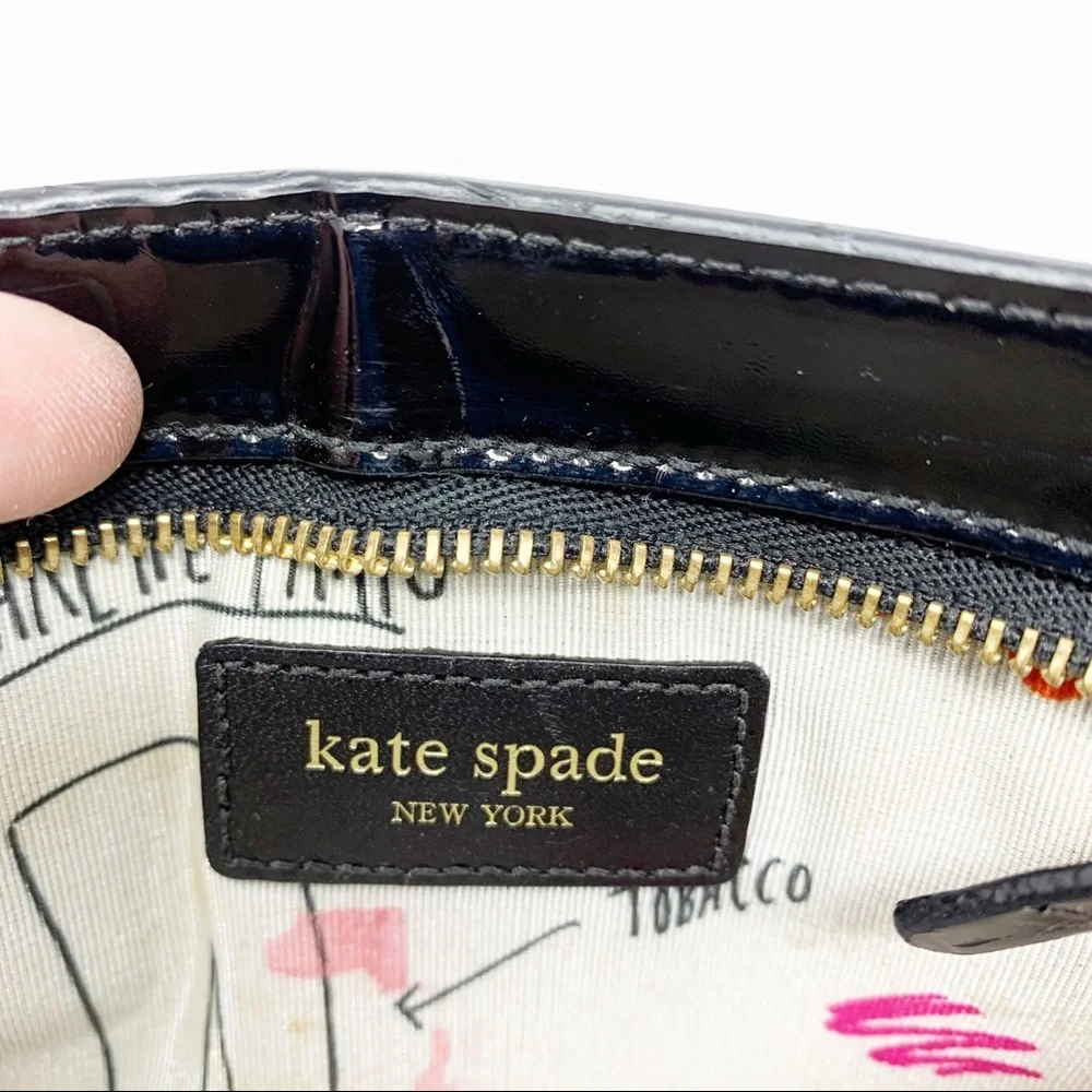 Kate Spade‎ black patent bow wristlet